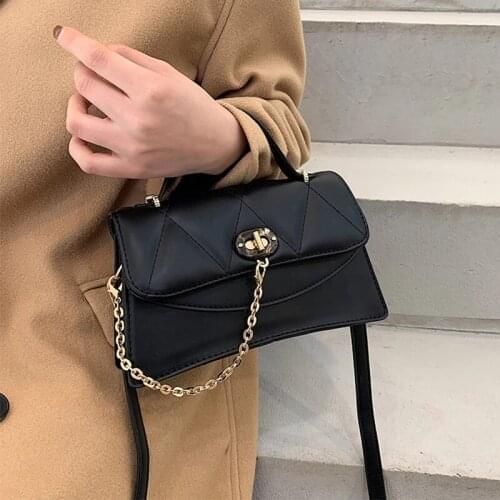 Luxury Brand Handbags 2021 Womens Fashion Small PU Leather Shoulder Bag Designer Famous Solid Color Chain Crossbody Purses