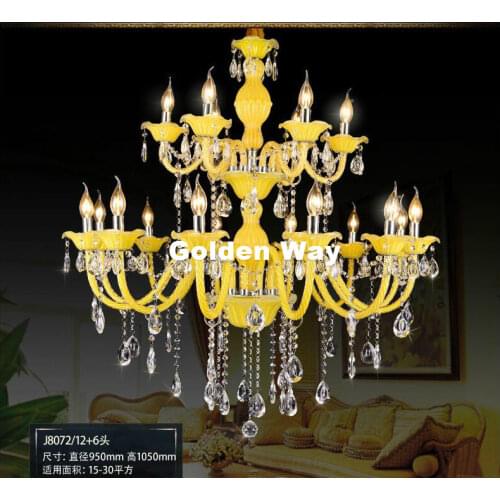 New Crystal Chandelier Modern Crystal Chandelier 6/8/10/12/15/18 Arm Optional Lustres De Cristal Chandelier Lighting Yellow Body