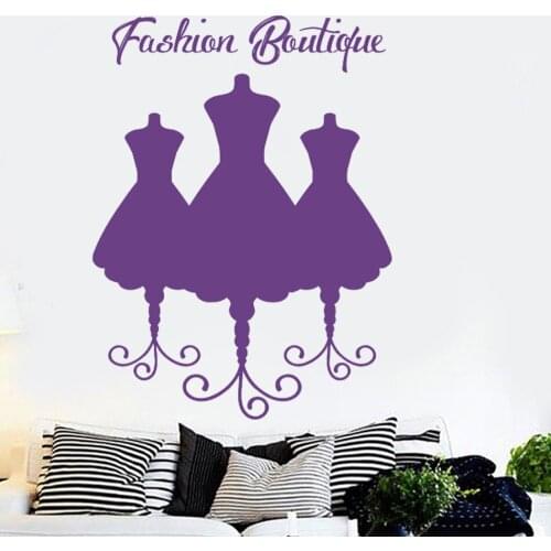 Fashion Wall Decal for Removable Shop window Sticker Beauty Salon Woman Face Trendy Style Clothing Dress Model wall Decal HY1605