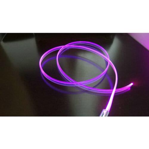 3M(L) soft Dia.3mm clear T-type Skirt Side Glow Fiber Optic Cable Car Pickup light DIY w/side ribbon Interior PMMA Mounting RGB