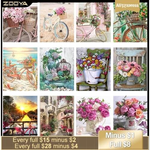 Zooya New Diamond Painting Full Square 5D Diy Diamond Painting Bicycle Full Set Diamond Embroidery Flowers Beads Embroidery D111