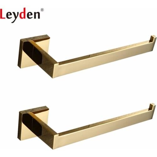 Leyden 2pcs a Lot Gold 304 Stainless Steel Towel Ring Sets For Bathroom Wall Mounted Towel Holder Bathroom Accessories Set