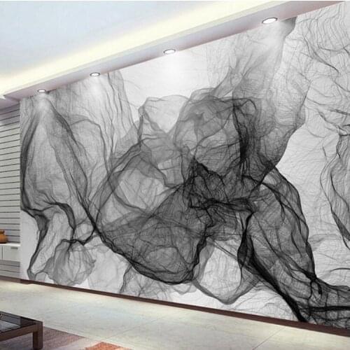 Custom Photo Non-woven Wallpaper Modern Abstract Art Black And White Stripes Lines Waves Living Room TV Background Wall Painting