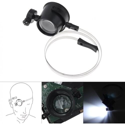 Wearing Magnifiers 15X ABS Adjustable Wearable Eyeless Pliers Magnifier with LED Lights for Repairing / Reading Magnifiers