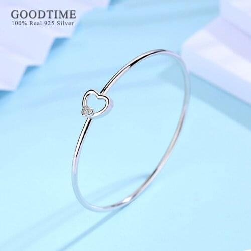 Luxury Women Bracelet Pure 100% 925 Sterling Silver Heart Zircon Bracelet Jewelry Charm Wedding Gift For Girl Party