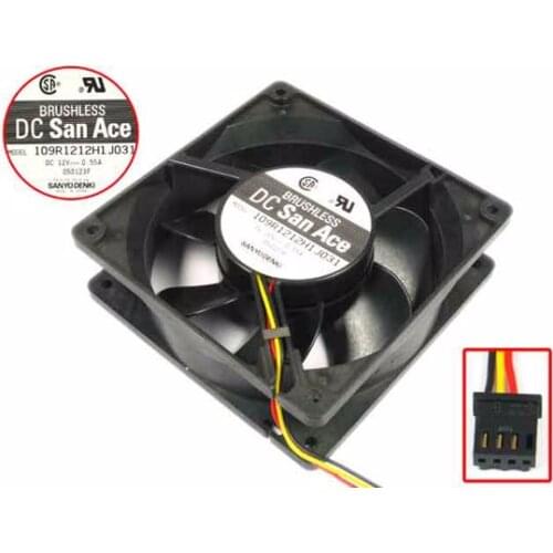 SANYO DENKI 109R1212H1J031 DC 12V 0.55A 3-Wire 120x120x38mm Server Cooling Fan