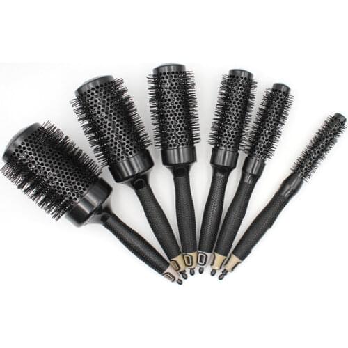 6 Size Iron Hair Brush Anti-Static High Temperature Resistant Round Barrel Hair Comb Drying Curling Barber Accessories DIY Home