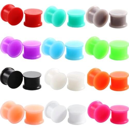 1Pair Silicone Ear Tunnel Plugs And Gauge Earring Fashion Round Ear Gauges Saddle Plug Tunnel Flesh Piercing Oreja Dilataciones