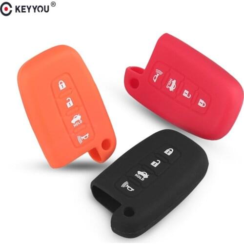 KEYYOU 4 Button Silicone Key Cover Case For Hyundai Elantra Sonata Veloster Genesis For Kia Soul Sportage Remote Smart Fob Cover