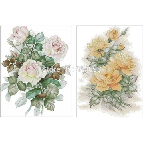 Light rose patterns Counted Cross Stitch 11CT 14CT 18CT DIY Chinese Cross Stitch Kits Embroidery Needlework Sets