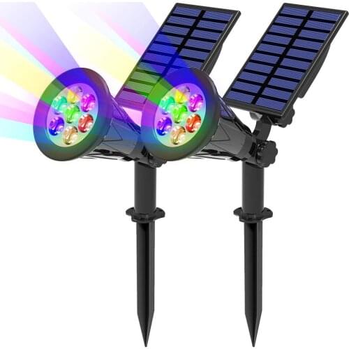 7 LED Outdoor Solar Spotlights RGB Landscape Lawn Light Garden Waterproof Ground Light For Pathway Patio Yard Party Decoration