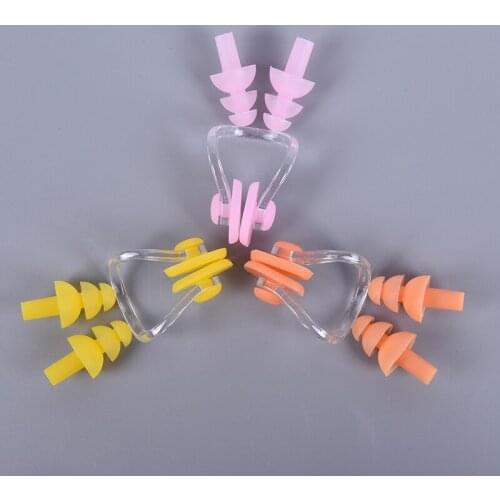 High Quality Waterproof Silicone Swimming Ear Plugs Nose Clip Set Box Packed Earplug For Surfing Diving and Learning Swimming