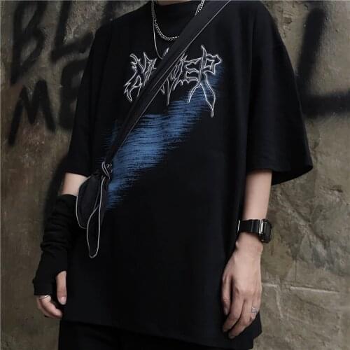 Women T-Shirts Plus Size Harajuku Korean Style Tops Punk Gothic Print Clothes Vintage Black Kawaii Dropshipping Short Sleeve Tee