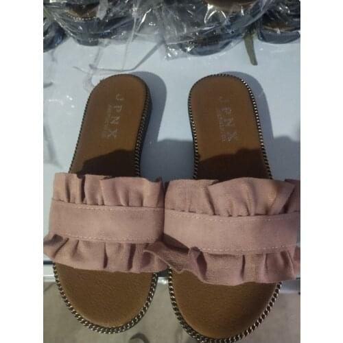 2021 Spring and summer new womens shoes slippers lotus leaf leisure beach women sandals flat flip flops