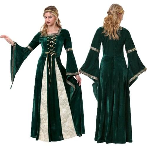 Renaissance medieval dresses purple for women Robe gothics for girls Princess Queen Velvet Maid Halloween Costume Hooded cosplay