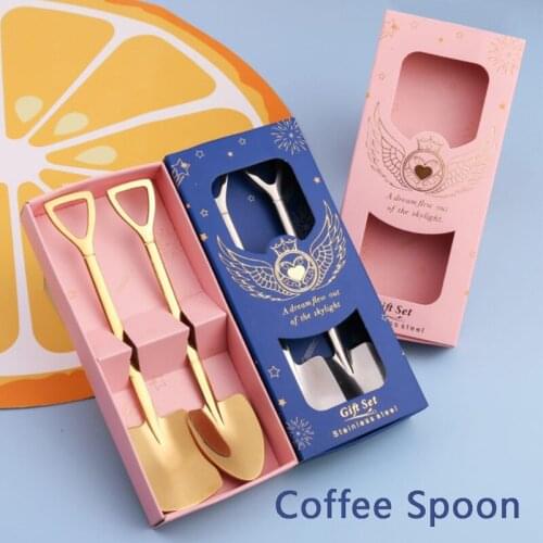 1/2pcs Stainless Steel Coffee Spoon Retro Shovel Spoon For Ice Cream Watermelon Spoon Creative Tea-Spoon Tableware Kitchen Tool