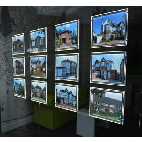 10unit/Column) A4 Double Sided Magnetic Front Illuminated Window Literature Holders,Led Landscape Display Light Pockets