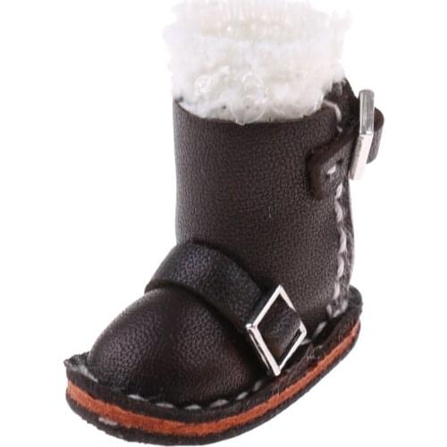 12 inch Dolls Shoes Flat Buckle Boots For 12'' Neo Blythe Pullip Doll - Black