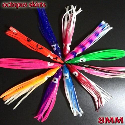 2017 mixed 11color artificial bait skirt octopus fishing lure length is 8CM number:11pcs/lot