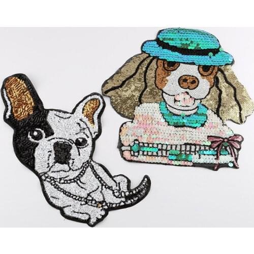 4pcs/lot Large Sequins Embroidery Patch Fashion Cat Dog Women Shirt Clothing Decoration Sewing Accessories Diy Applique