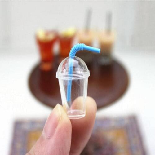 5pcs DIY Mini Toy Accessory Doll Boba Milky Tea Cups With Hole Charms Handmade Plastic Cup Jewelry Earrings Show Pendant Art