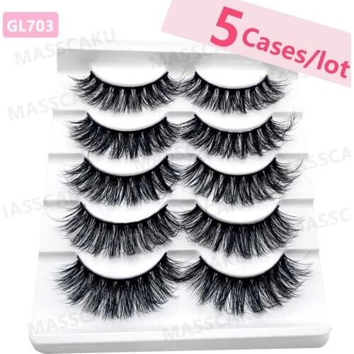 5pcs/lot NEW 5 Pair/ Pack Fluffy Lashes 25mm 3d faux Mink Lashes Long Thick Natural False Vendors Makeup Mink Eyelashes