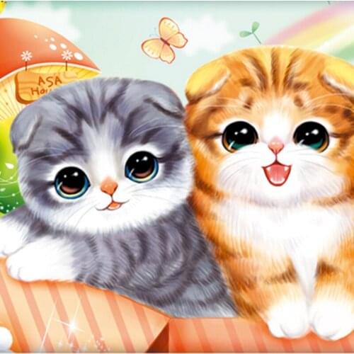 Stitch Embroidery New Cartoon Animation Printing Cross Stitch Bedroom Small Full Embroidery Cute Cat Simple Embroidery