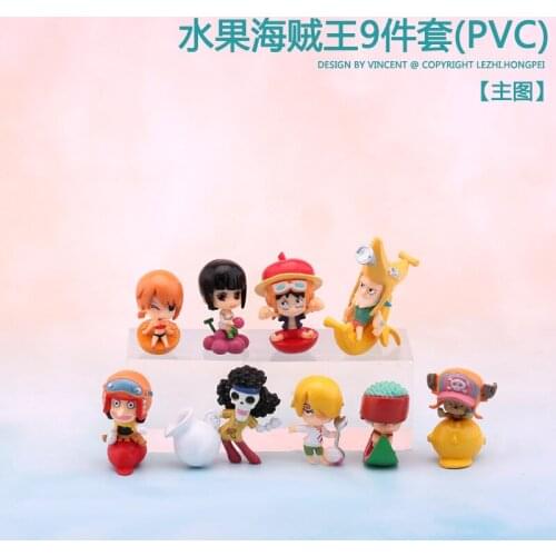 Bandai Anime One Piece 9pcs Monkey D Luffy Roronoa Zoro Vinsmoke Sanji Nico Robin Nami Tony Tony Chopper Brook Franky Model Toy
