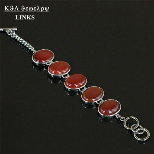 Red slice beads bracelets semi-precious crystal natural quartz druzy stone chain bracelets jewelry for women pulseras mujer