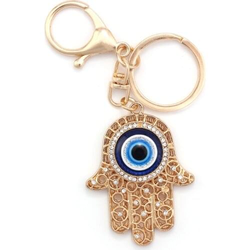 Blue Eye Glass Palm Bead Keychain Tassel Pendant Keyrings Evil Eye Hamsa Hand Car Keychain Jewelry Gifts