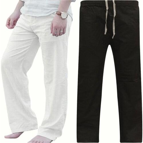 Pants Men Solid Color Loose Drawstring Sports Yoga Pants Straight Wide Leg Sweatpants