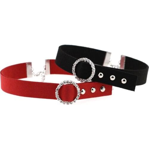 Temperamental fashion accessories simple style flocking water diamond choker rivet chain adjustable