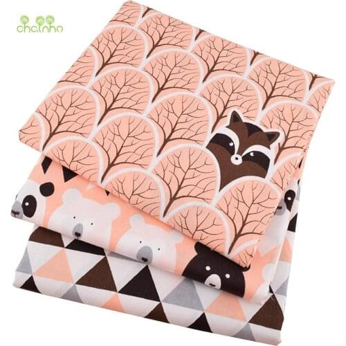 Chainho,3pcs/Lot,Cartoon Series,Printed Twill Cotton Fabric For DIY Quilting&Sewing Baby&Children Sheet,Pillow,Material 50x160cm