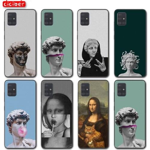 David Mona Lisa Case for Samsung S21 S10 S9 S8 S20 Plus Ultra A51 A50 A71 A70 A02S A21S A72 A52 NOTE 20 10 9 Plus Soft TPU Funda