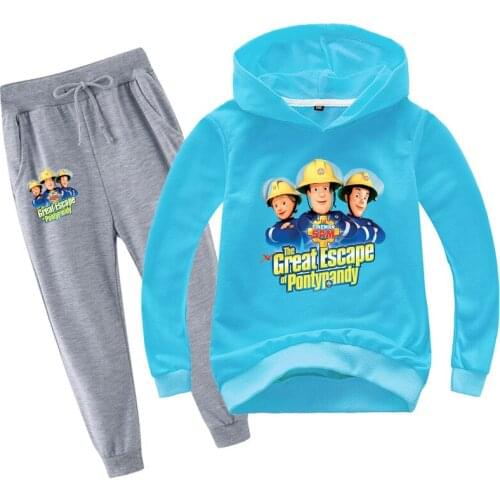 2-14y Kids Tops Hoodies sweatshirts + Pants spring children Fireman Sweater trousers clothing sets boys clothes Firemen suits