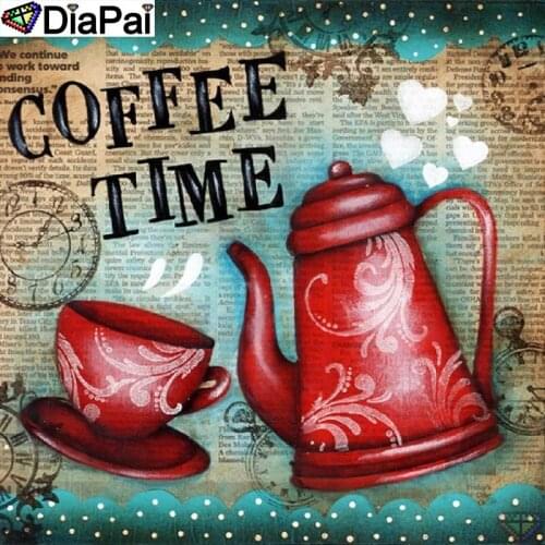 DiaPai 100% Full Square/Round Drill 5D DIY Diamond Painting "teapot cup text" Diamond Embroidery Cross Stitch 3D Decor A21709