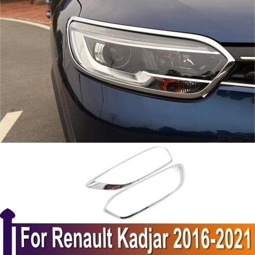 For Renault Kadjar 2016 2017 2018 2019 2020 2021 ABS Chrome Front Head Light Cover Trim Headlight Hoods Car Styling Accessories