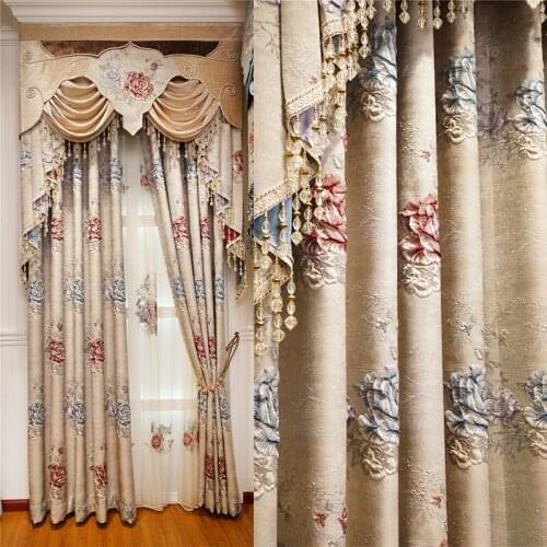 European and American high-precision embossed luxury curtains for living room kitchen high-quality high-quality custom curtains