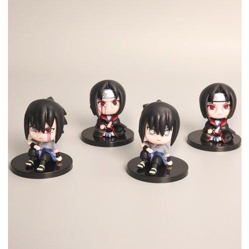 4 types 6CM Seated Naruto Uchiha Sasuke Uchiha Itachi Action Figures Anime Figurines Model Toys Birthday Gift