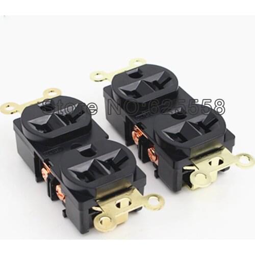 Hifi audio 2PCS High Quality Gold Plated AC US Power Duple Receptacles wall outlet Socket distributor
