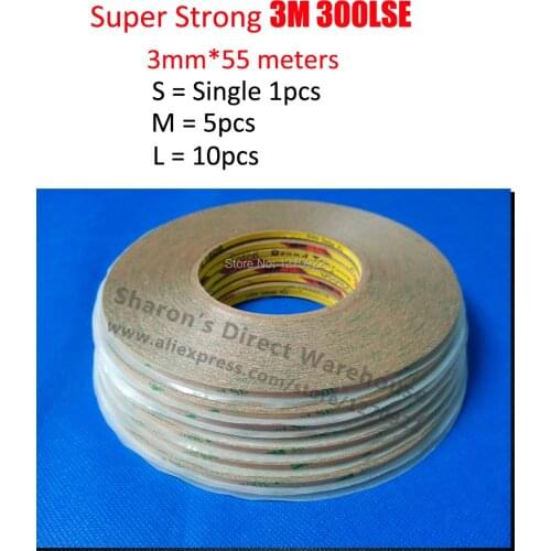 3mm* 55 meters Super Strong Adhesion 3M 300LSE Clear Double Sided Sticky Tape, Waterproof for ipad Phone Tablet Touch Screen LCD