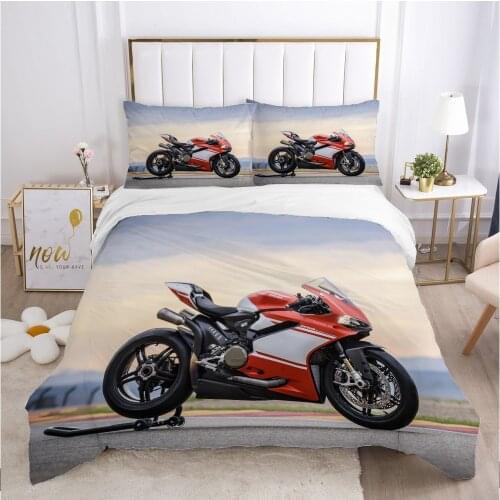 Bedding set Queen King Full Double Duvet cover set pillow case Bed linens Quilt cover 240x220 240*260 Car Red motorcycle
