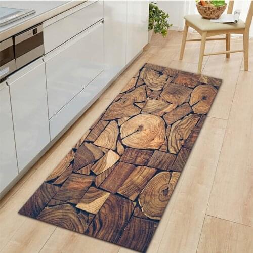 Nordic Entrance Doormat Kitchen Mat Home Hallway Floor Decoration Living Room Bedroom Carpet Wood Grain Anti-Slip Bathroom Rug