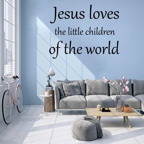Beauty Jesus loves the little children of the world Removable Pvc Wall Stickers For Kids Room Living Room Home Decor removable