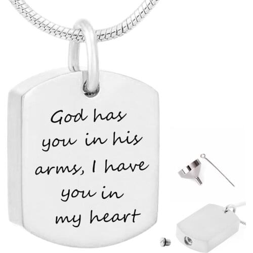 Cremation Jewelry for Ashes Waterproof Memorial Urn Pendant Necklace God Has You in His Arms I Have You in my Heart