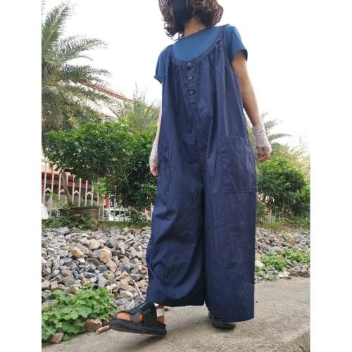 Summer Denim Wide Leg Pants One-piece Pants Skirt Loose Large Size Casual Overalls Pants Linens