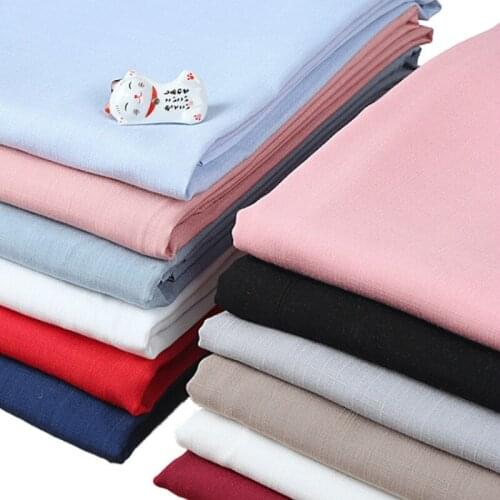 Summer Cotton Linen Fabrics Clothing Thin Linen Solid Color Artificial Cotton Fabrics by Meter for Sewing Home Textile