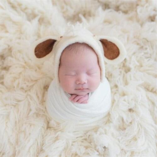 Lvory Flokati Rug Baby Long Fur Blanket Prop Beanbag Covering Layer Photography Chunky Posing Blanket Photo Shoot Props