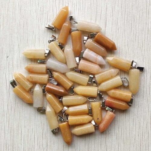 Fashion beautiful natural stone yellow hexagonal pillar charms pendants for jewelry making Wholesale 50pcs/lot free