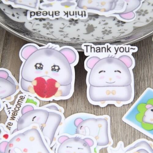 40pcs Cute Mouse Little Rat Waterproof Scrapbooking Stickers Cartoon Decorative Paper Stationery Supplies for Laptop Mug